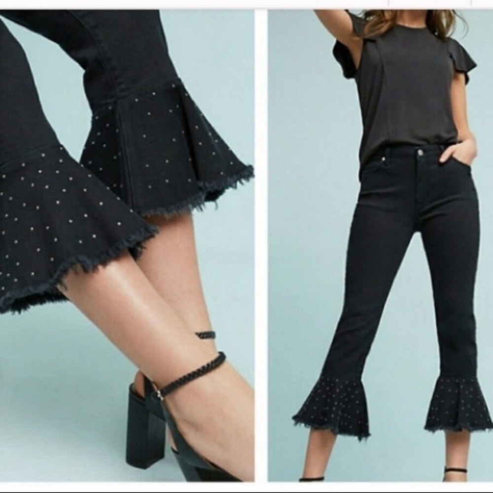 Anthropologie Pilcro & the Letterpress Black jeans with ruffle